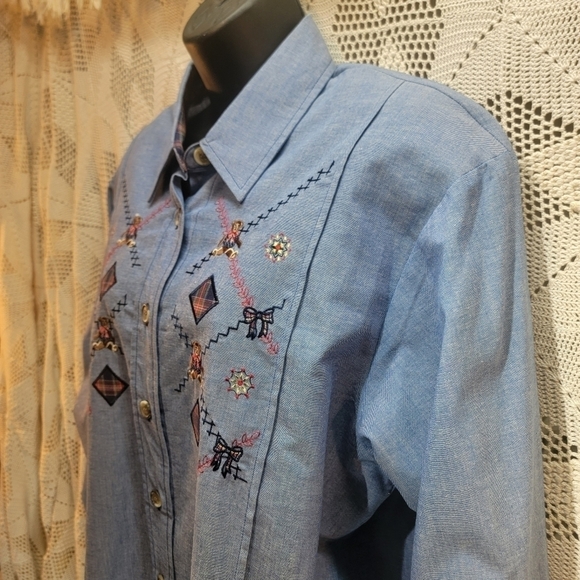 Napa Valley large button down long sleeve shirt with embroidery. NWT - Picture 6 of 16